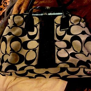 Coach black and grey monogrammed handbag